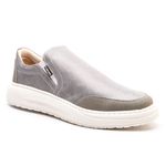Tenis Slip On Couro Grafite