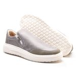 Tenis Slip On Couro Grafite