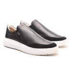 Tenis Slip On Couro Preto