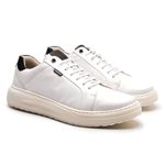 Sapatenis Casual Sola-alta Calprado Branco com Preto Couro