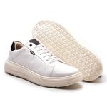 Sapatenis Casual Sola-alta Calprado Branco com Preto Couro