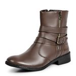 Bota/Coturno Feminina Kader Woman Couro Pinhão