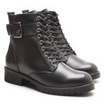 Bota Coturno Kader Woman Feminino Preto Cadarço Metal