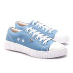 Tênis Feminino Calprado Couro Branco/Lona Azul Royal