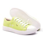 Tênis Feminino Calprado Couro Branco/Lona Verde Limão