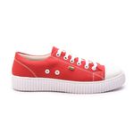 Tênis Feminino Calprado Couro Branco/Lona Vermelho