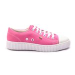 Tênis Feminino Calprado Couro Branco/Lona Rosa