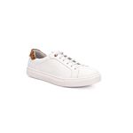 Tênis Feminino Calprado Branco em Couro Com Detalhe Onça