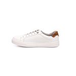 Tênis Feminino Calprado Branco em Couro Com Detalhe Onça