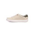 Tênis Feminino Calprado Bege em Couro Com Detalhes Army
