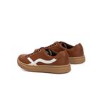 Tênis Feminino Calprado Whisky em Couro Detalhe Branco