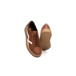 Tênis Feminino Calprado Whisky em Couro Detalhe Branco