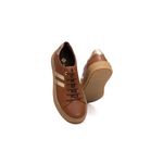 Tênis Feminino Calprado Whisky em Couro Detalhe Dourado