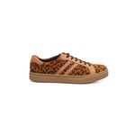 Tênis Feminino Onça com Detalhes em Couro Areia