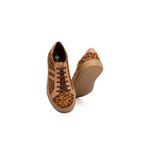 Tênis Feminino Onça com Detalhes em Couro Areia