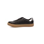 Tênis Feminino Preto em couro com Detalhes Prata