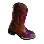 Bota Texana Feminina Juvenil Caramelo Bordado Laser PINK - R$ 433,27 OS: Produtos não disponíveis em estoque 15 dias para embarque!