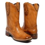 BOTA TEXANA FEMININA LÁTEGO WHISKY BICO QUADRADO