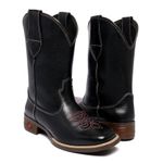 BOTA FEMININA TEXANA LÁTEGO PRETO BICO QUADRADO