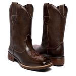 BOTA TEXANA FEMININA LÁTEGO CAFÉ BICO QUADRADO