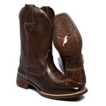BOTA TEXANA FEMININA LÁTEGO CAFÉ BICO QUADRADO