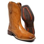 BOTA TEXANA MASCULINA LÁTEGO WHISKY BICO QUADRADO