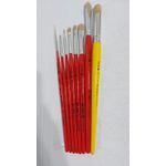 Kit de Pincéis Tigre Cortados e Lixados Para Pintura em Tecido Vermelho (8 Pincéis)