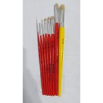 Kit de Pincéis Tigre Cortados e Lixados Para Pintura em Tecido Vermelho (8 Pincéis)