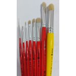 Kit de Pincéis Tigre Cortados e Lixados Para Pintura em Tecido Vermelho (8 Pincéis)