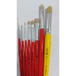 Kit de Pincéis Tigre Chatos Para Pintura em Tecido Vermelho (8 Pincéis)