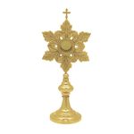 Relicário em Latão com Acabamento Dourado, Estilo Folha