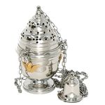 Turíbulo Niquelado com Anjos Dourados