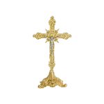 Crucifixo de Mesa Dourado - Modelo Trabalhado 39x21cm