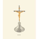 CRUCIFIXO DE MESA CROMADO COM INRI DOURADO 19CM