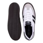 Tênis Feminino Eloah em Couro Branco e Detalhes Preto e Cinza