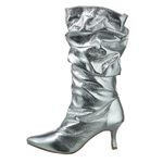 Bota Feminina Salto Médio Fino Slouchy Prata 17000