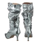 Bota Feminina Salto Médio Fino Slouchy Prata 17000