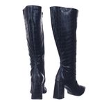 Bota Feminina Cano Longo Salto Triangulo Croco Preta 23020