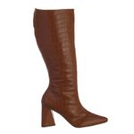 Bota Feminina Cano Longo Salto Triangulo Croco Caramelo 23020