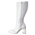 Bota Feminina Cano Longo Salto Triangulo Croco Off White 23020