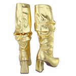 Bota Slouchy Salto Médio Triangular Cristal Ouro 23021