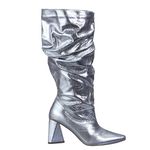 Bota Feminina Slouchy Metalizada Prata 23021
