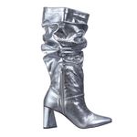 Bota Feminina Slouchy Metalizada Prata 23021