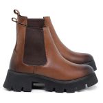 Bota Chelsea Feminina em Couro Tabaco 15035
