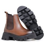 Bota Chelsea Feminina em Couro Tabaco 15035
