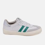 Tênis Feminino Eloah em Couro Branco e Detalhes Verde