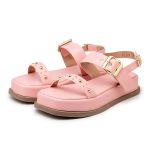 Papete Feminina Flat Plataforma em Napa Rosa 23420