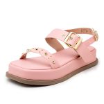 Papete Feminina Flat Plataforma em Napa Rosa 23420