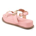 Papete Feminina Flat Plataforma em Napa Rosa 23420