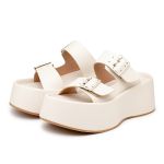 Papete Flat Feminina em Napa Off White 5000